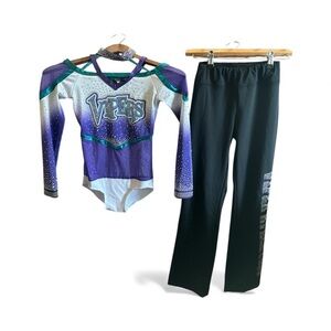 Charles River Vipers Cheerleader Leotard & Black Youth Large Pants Combo Set